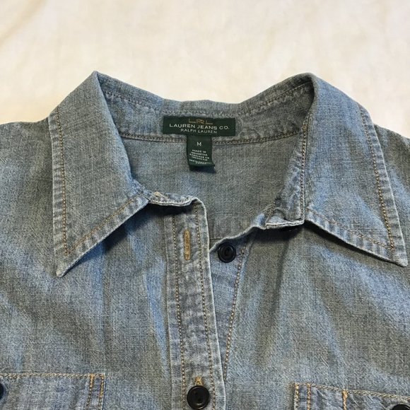 LAUREN Ralph Lauren women's sleeveless denim button down shirt - Picture 3 of 9